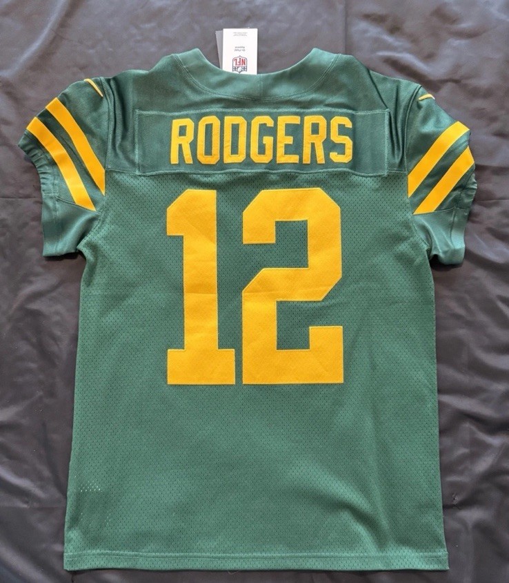 Nike Vapor Elite Green Bay Packers NFL Aaron Rodgers Throwback Jersey Size 44