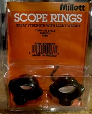 Millet Steel Rifle Scope Rings - Smooth - High - 1" Turn-In Standard - NEW