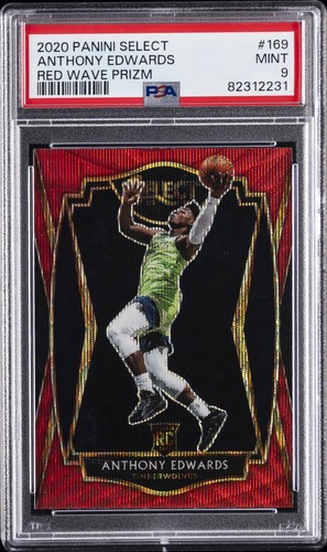 2020 PANINI SELECT RED WAVE PRIZM #169 ANTHONY EDWARDS PSA 9