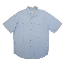CARHARTT Mens Blue Cotton Shirt L Button-Down Collar Short Sleeve Workwear