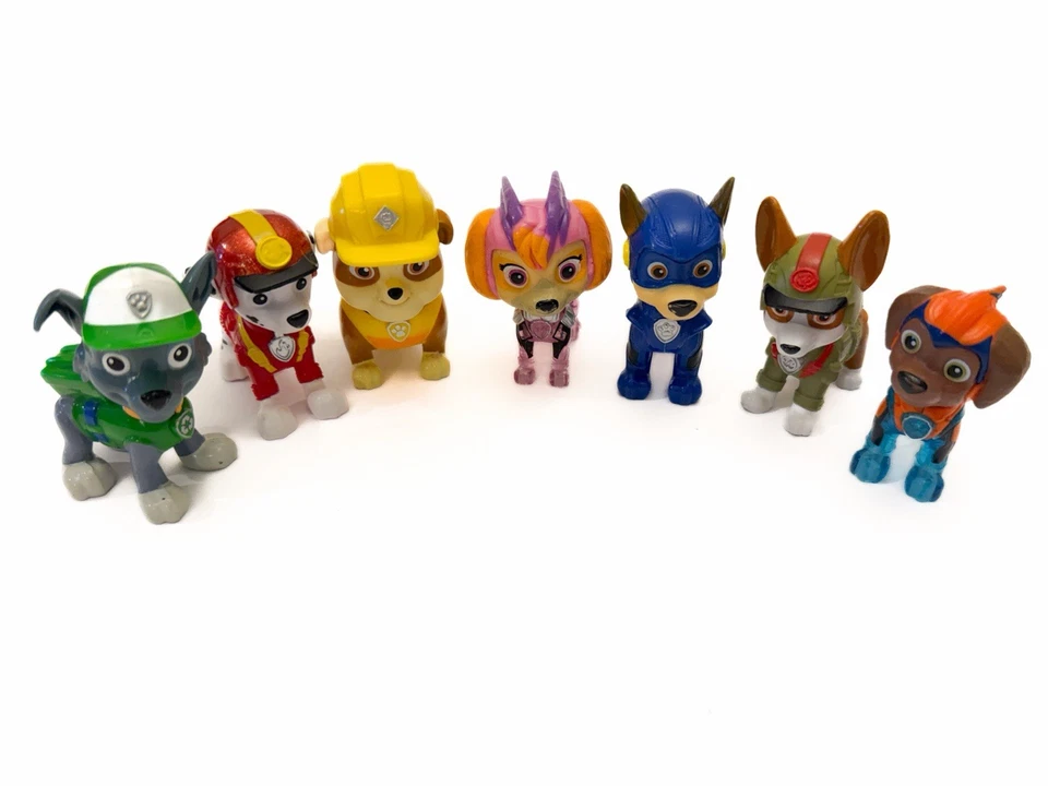 Lote de 7 figuras de personajes de la Patrulla Canina 1 vehículo conjunto limpio niñas niños juguetes persecución Foto 3 de 4