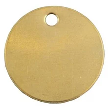 C.H. Hanson 42842 Blank Tag, Brass, 1 1/4 In H X 1 1/4 In W, Brass, Round, 25 Pk