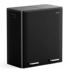 Black Recycling Kitchen Bin, 60L with Double Compartments (2 x 30L), VonHaus