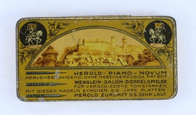 NADELDOSE ''Herold 3er Sortiment'' 8x4 cm  -leer- Needle-tin,Grammophon 78rpm D365