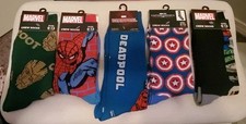 MARVEL X-MEN, DEADPOOL, GROOT, CAPTAIN AMERICA  SPIDERMAN 5 Pairs Crew Socks