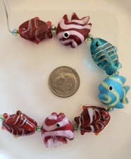 Lampworkl Fish Beads  B6 