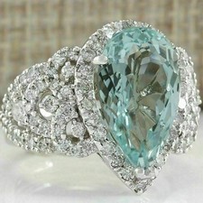 Fashion 45087 Women Ring Jewelry Womens Wedding Ring Aquamarine Engagement Size