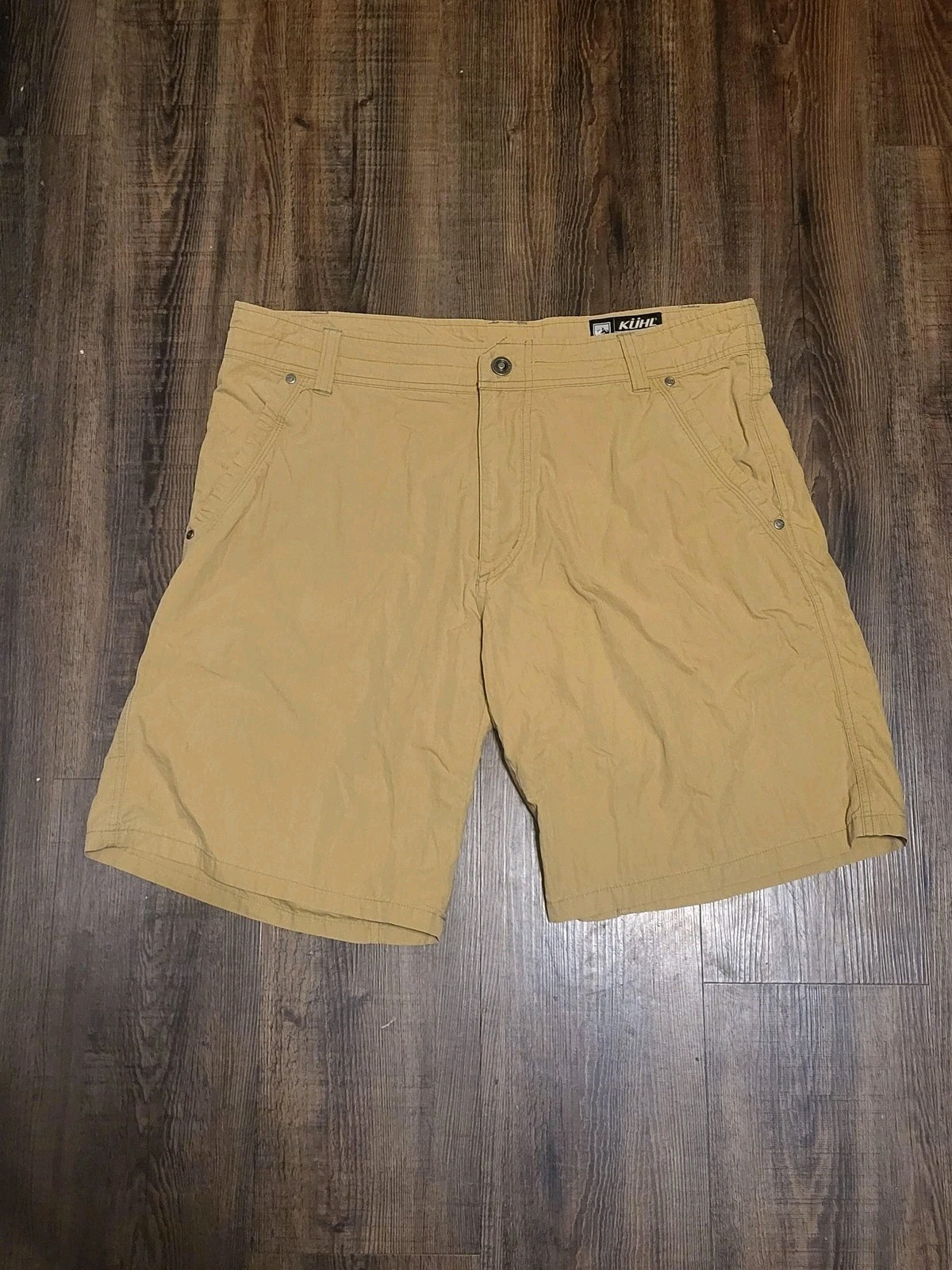 KUHL Shorts Mens 36 Tan Khaki Cotton Nylon Outdoor Hiking Trail Utility Casual