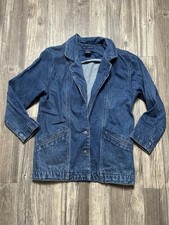 Gloria Vanderbilt Jacket Womens Small Blue Denim Blazer Casual Cotton Hong Kong