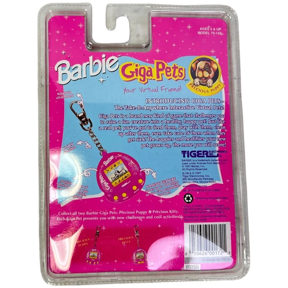 Barbie Giga Pets Precious Puppy виртуальный друг Tiger Electronics 1997 новая запечатанная - Изображение 4 из 4