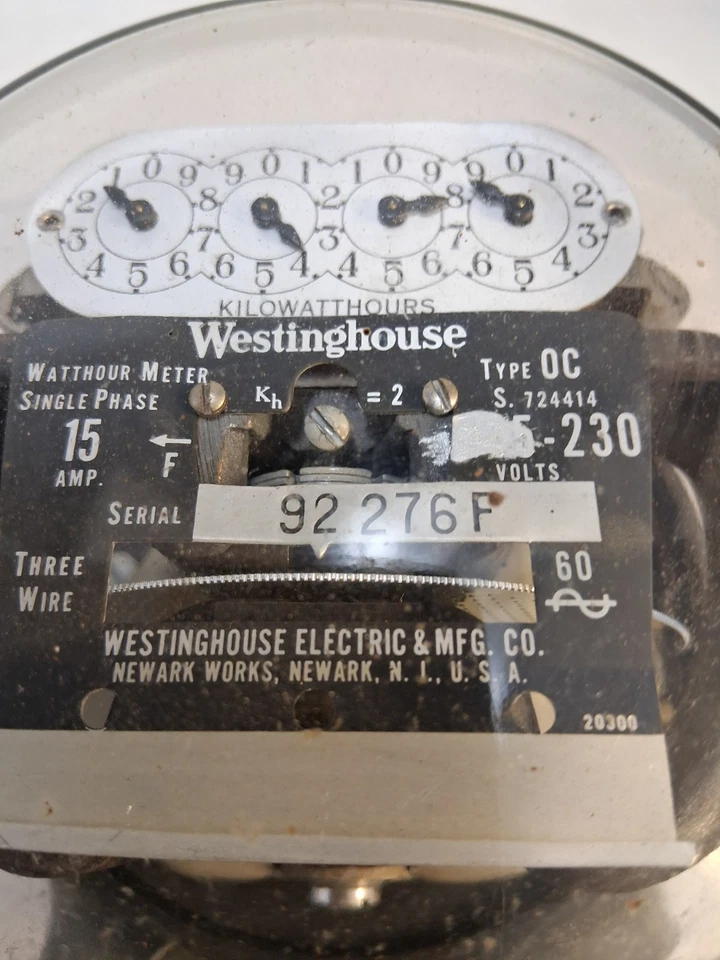  Westinghouse Watthour Meter Type OC 115-230V 15 Amp Single Phase 3 Wire - Image 2 of 4