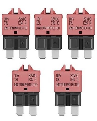 10 Amp ATC/ATO Resettable Fuse 10A Manual Reset Standard Color: E39-10A-5 Pack