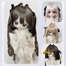 1/4 1/3 BJD Styling Short Hair Bob Wig Long Curly Side Locks Bows M-shaped Ahoge