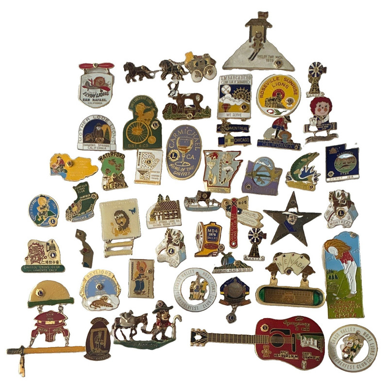 Mixed Lot Vintage Lions Club Collectible Enamel Lapel Pins/Pinbacks Various
