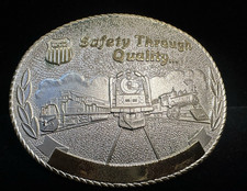 Union Pacific Railroad Belt Buckle Safety Through Quality Stotts Vintage Train