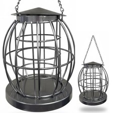 Wild Bird Feeder Suet Fat Ball Lantern Cage Deluxe Metal Hanging Garden Station
