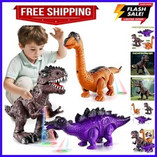 3 Pack Electric Realistic Dinosaur Toys with Simulated Sound Light for Boys...