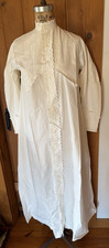 Antique White Cotton Long Nightgown Tiny Buttons All Original Well Constructed