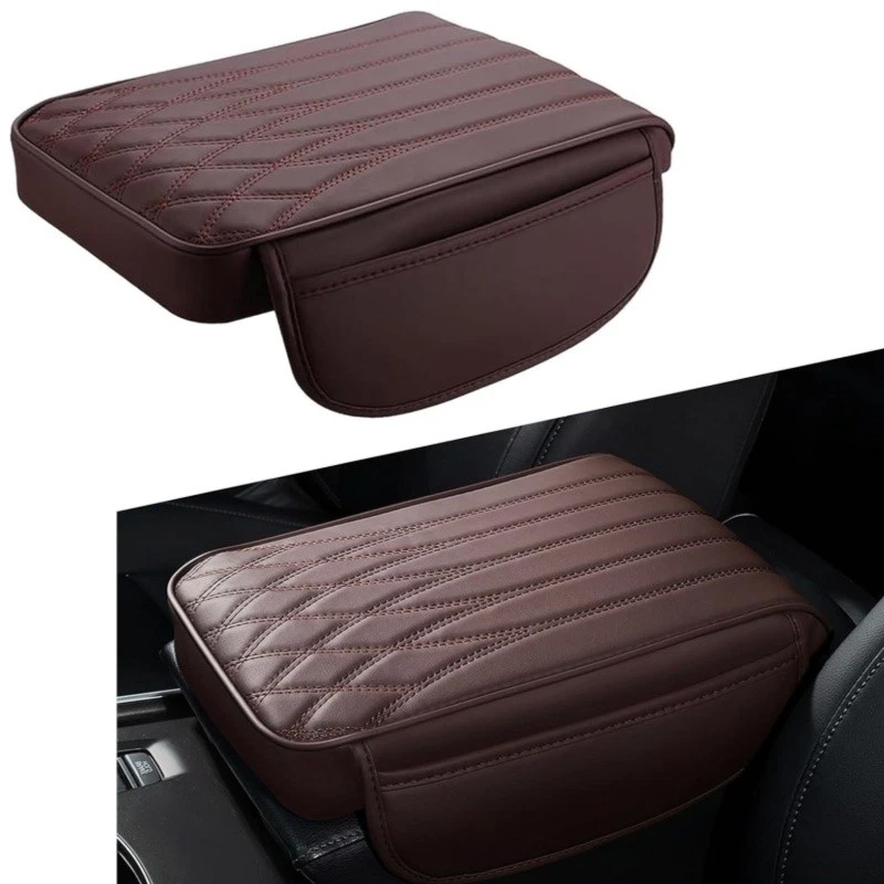 Funda Consola Central Coche Universal Cuero Impermeable Apoyabrazos Asiento Caja Cojín Foto 3 de 4