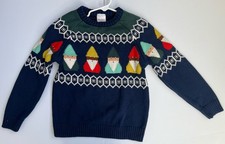 Hanna Andersson Gnome Fair Isle Sweater Kids Sz 5 110cm Christmas Holiday Navy
