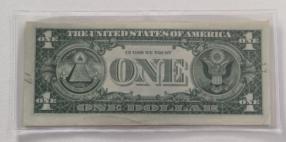 US One Dollar, 1957 A, $1 Silver Certificate, AU Misaligned Print/Cut - Image 2 of 2