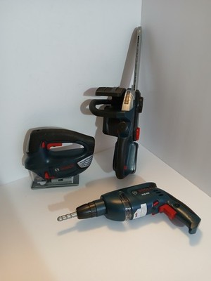 Theo Klein Bosch Pretend Tools- 3 Piece Lot Works  Chainsaw Drill Jigsaw