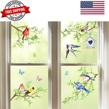 Spring Summer Birds Branches Window Clings 4 Sheets, Cardinal Bluebird Swallo...