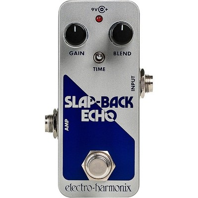 ElectroHarmonix SLAPBACK ECHO Analog Delay Effects Pedal Silver and Blue