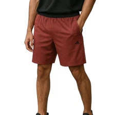 Adidas Shorts Rust Red 9” Inseam Training STRETCH Zip Pockets Men’s Large