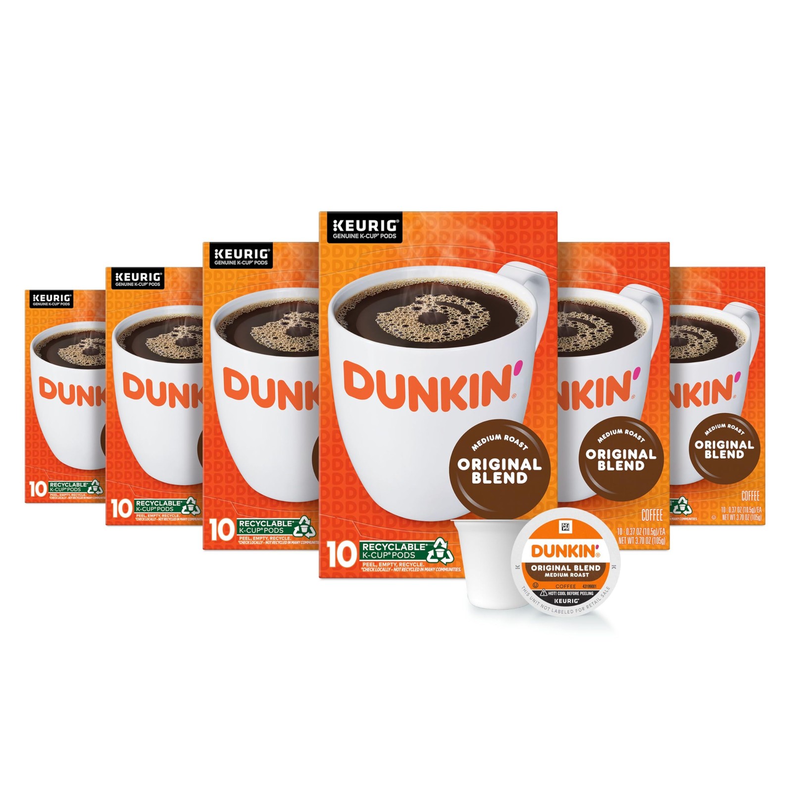 Dunkin&rsquo; Original Blend Coffee, Medium Roast, KCup Pods, Ke