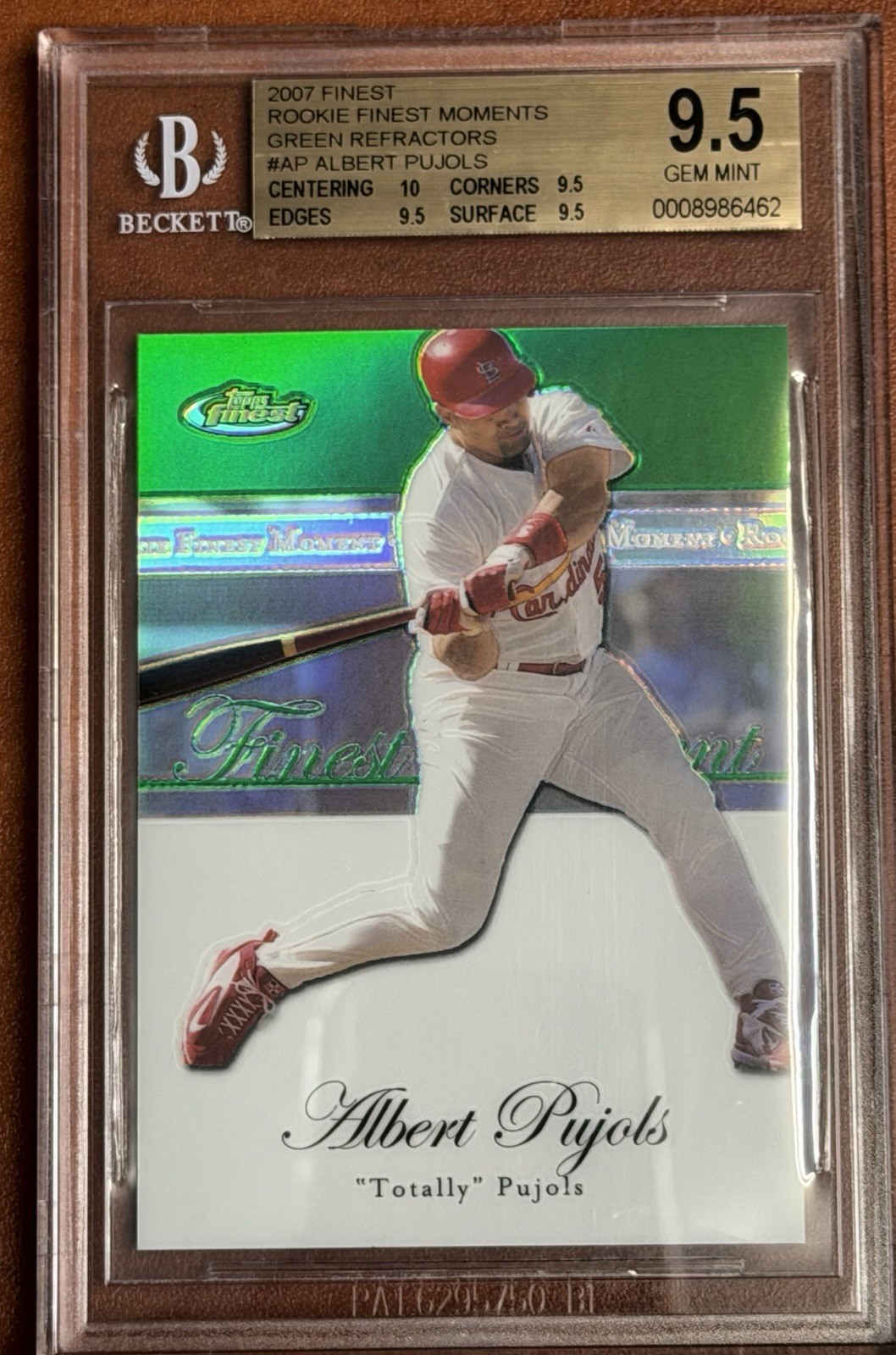 2007 Finest Rookie (RC) Albert Pujols /199 Refractor BGS 9.5- .5. From PRISTINE!