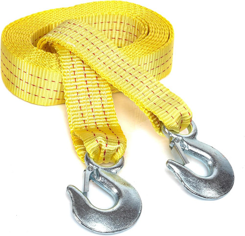 Heavy-Duty Tow Strap with Hooks Woven Polyester Webbing HD Truck Recovery Strap