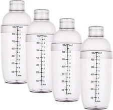 Cedilis 3 Pack Plastic Shaker Cocktail, 700cc / 24 oz Bar Tool for Milk Wine Mix