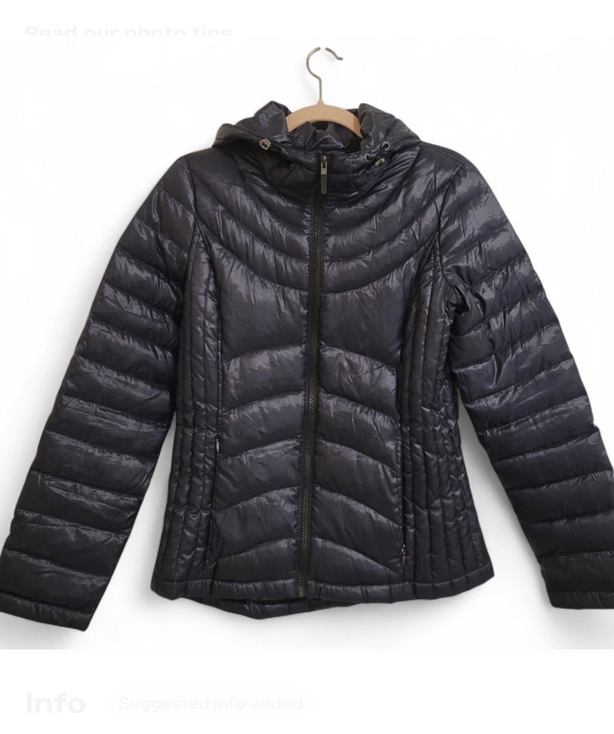 Andrew Marc Down Packable Jacketl Small Navy Quil… - image 4