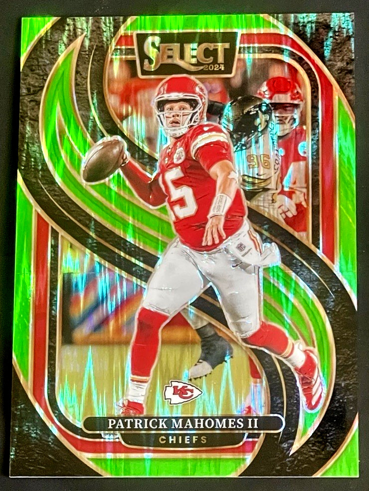 2024 Select Patrick Mahomes II /499 Neon Green Prizm Shock Premier #120 Chiefs