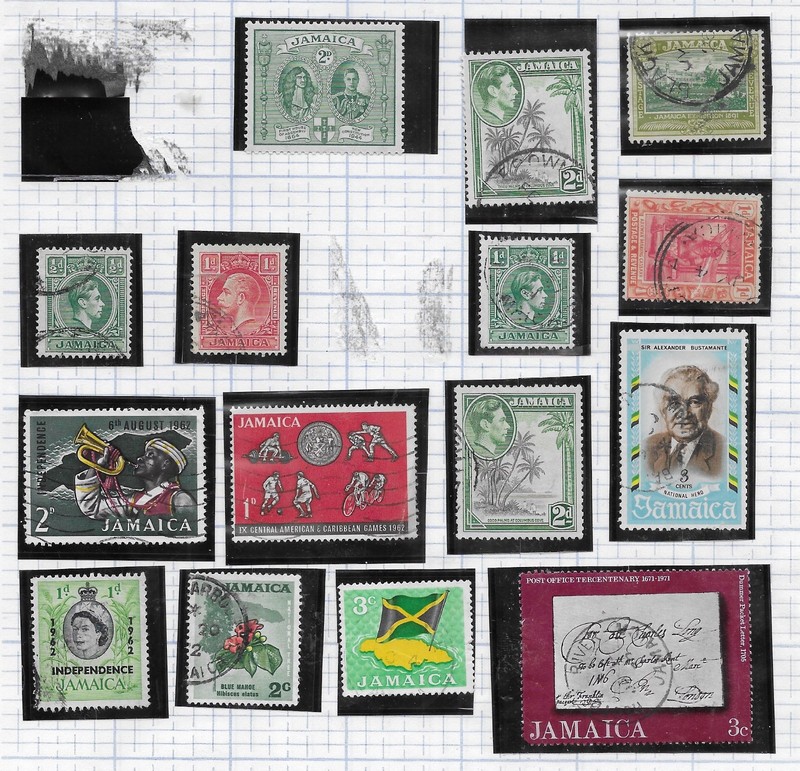 15 Jamaica Stamps from Quality Old Antique Album