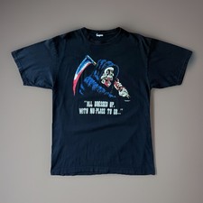 Vintage Grim Reaper Shirt Large Black 90s Streetwear Horror Movie All Dressed Up