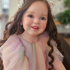 40'' Unfinished Reborn Doll DIY Kit Toddler Girl Rooted Curly Hair Cloth Body
