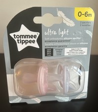 Tommee Tippee 0-6 Month Ultra Light Soft Silicone Pacifiers Pink  White 2 Pack
