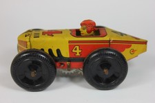 1940'S MARX TIN LITHO WIND UP  4 RACE CAR w/ DRIVER - Dime Store .39 Price Mark