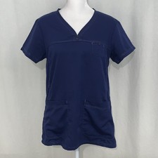 Grey's Anatomy Women's Navy Blue Scrubs Blouse Size S Scrub Top Pockets Barco