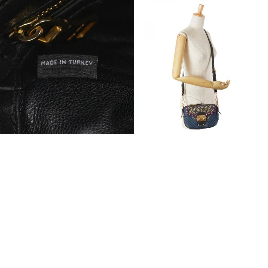 MIUMIU Indigo Blue Bejeweled Denim Shoulder Bag Used image 10