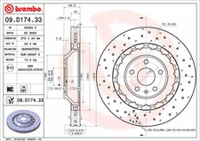 Disque de frein (à l'unité) BREMBO 09.D174.33 AUDI A3 2.5 RS3 quattro