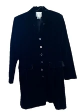 VTG Women’s Field Manor Black Velvet Dress Coat Size 10 Silk Rayon Blend Luxury 