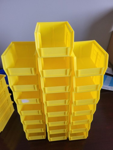 DURHAM MFG Hang and Stack Bin: 4 in x 3 in, Yellow, PB30210 (set of 3)