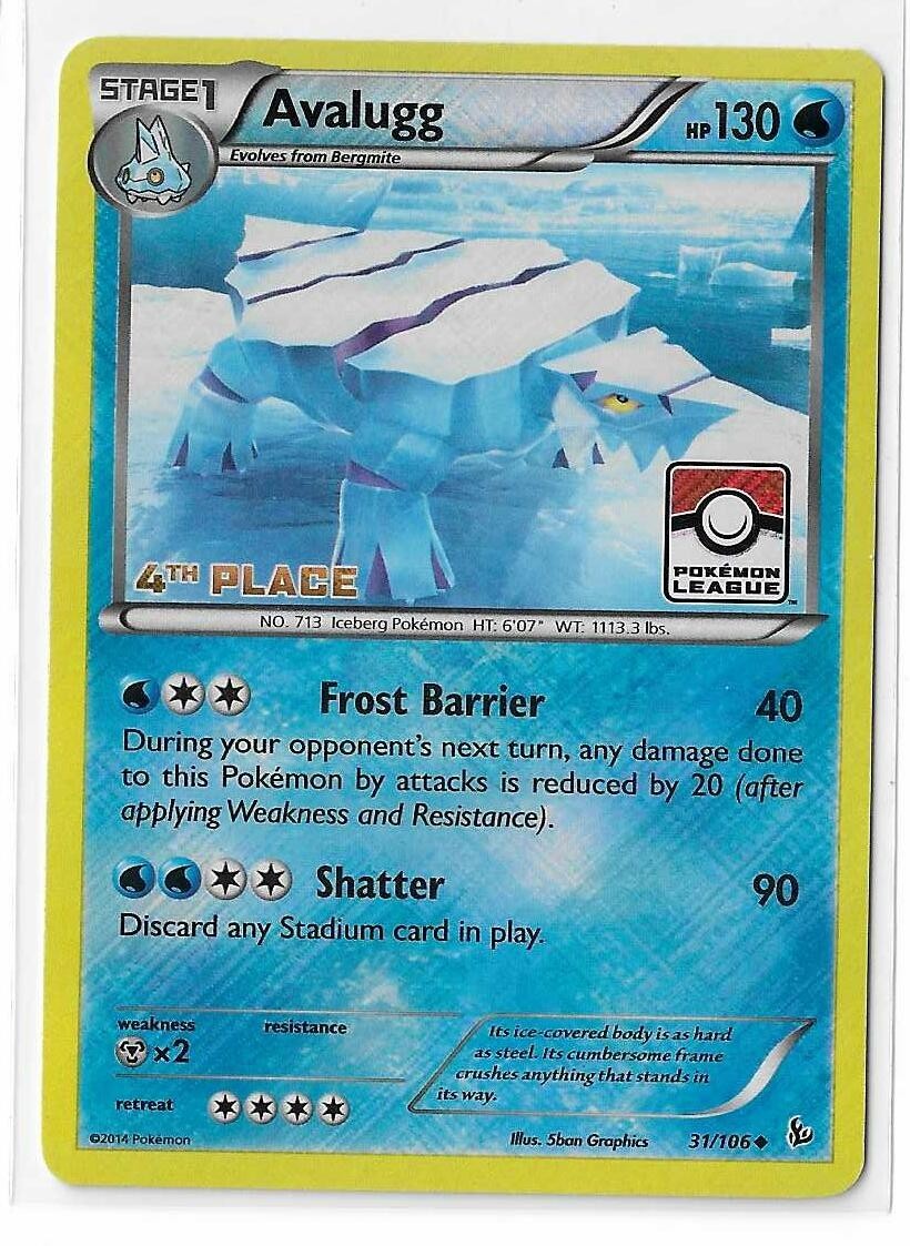 Avalugg - 31/106 - Pokemon Flashfire XY League Promo 4th Place Holo Rare Card LP