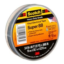 7000006092, 3M, Scotch Vinyl Electrical Tape Super 88, 3/4 in x 66 ft, Black