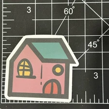 CARTOON House Pink Blue Roof Red Door Matte - Vinyl Decal Sticker Bomb Kawaii
