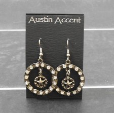 New Silver Plate Rhinestone Stud Double Hoop With Star Earrings Handcrafted Y48