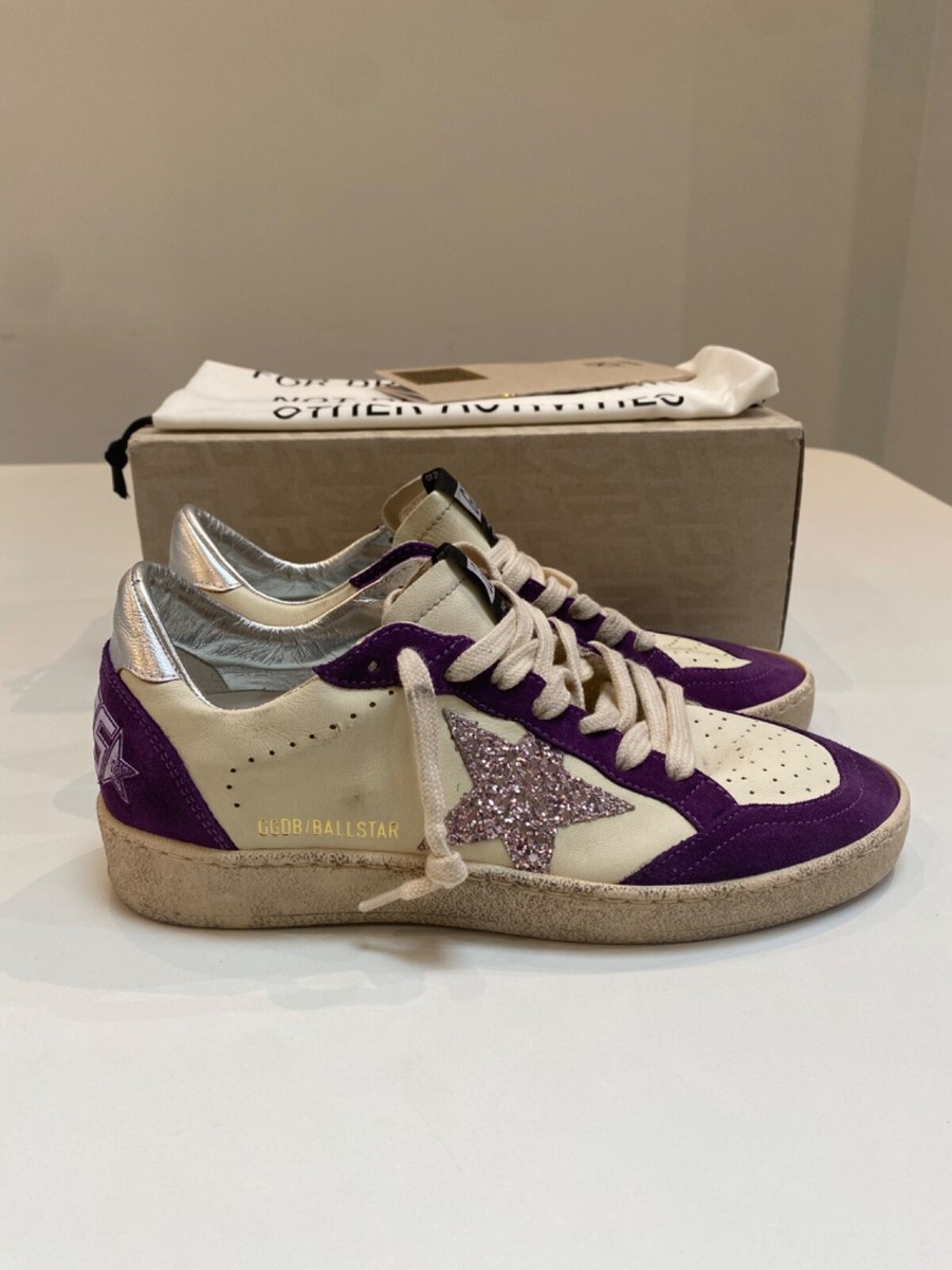 Golden Goose Ball Star Sneaker Purple Suede/White Leather/Glitter